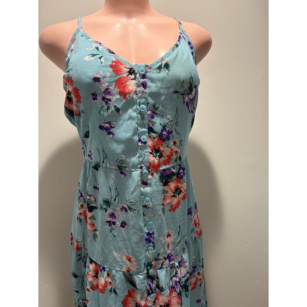 Xhilaration Maxi Dress Womens XXL Blue Tiered Sun Dress